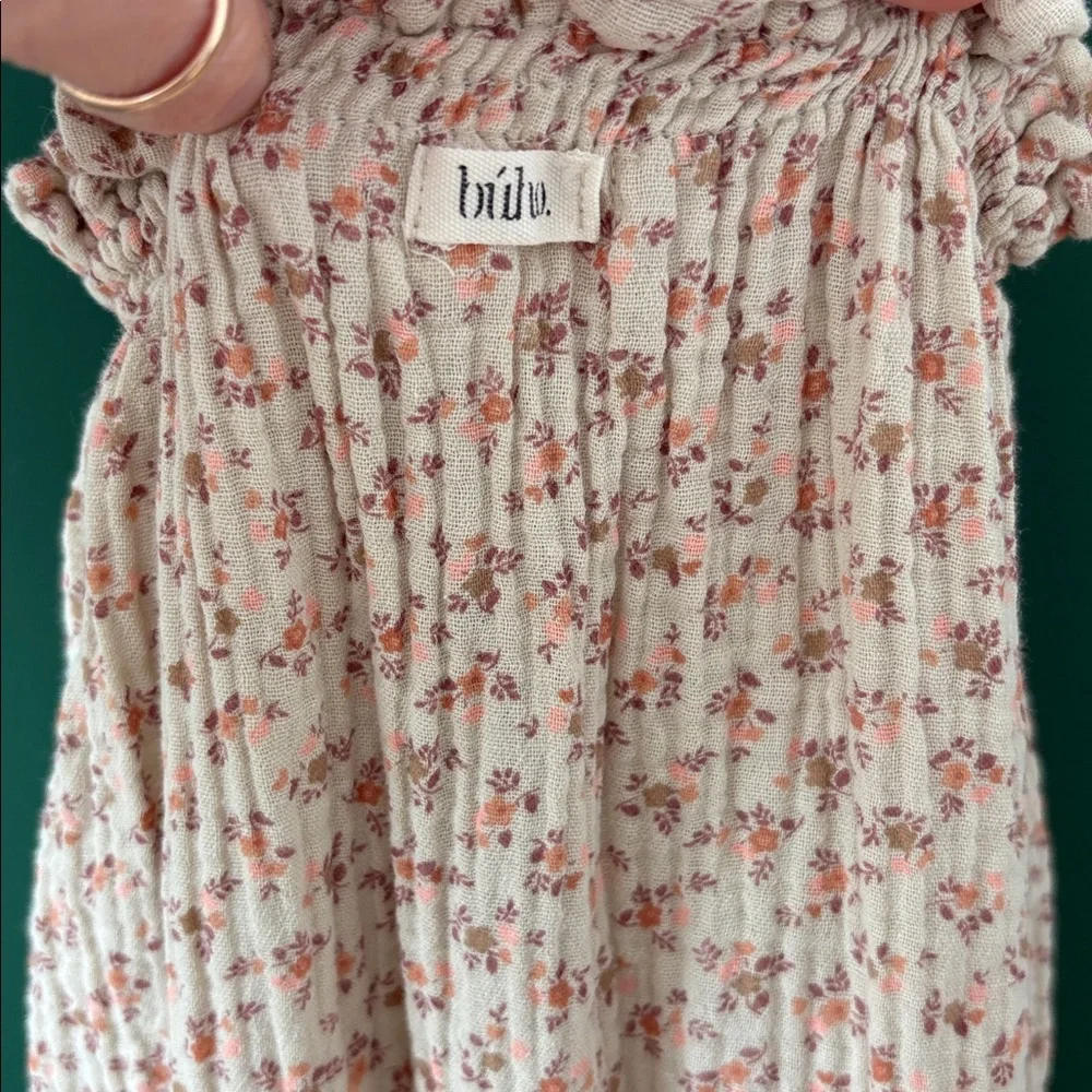Buho Floral Ruffle Strap Organic Cotton Gauze Jumpsuit